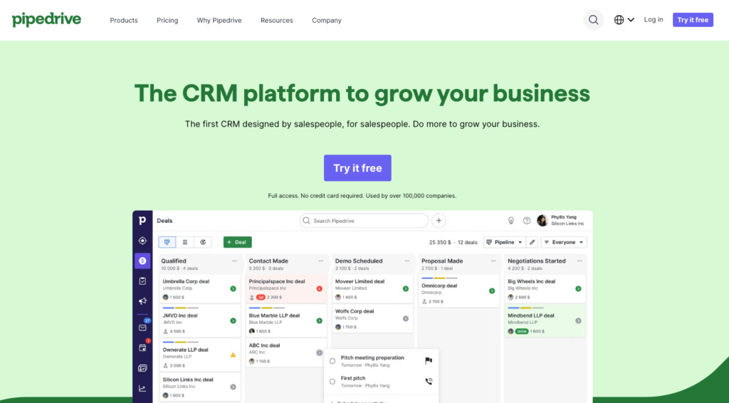 CRM gratuit Pipedrive