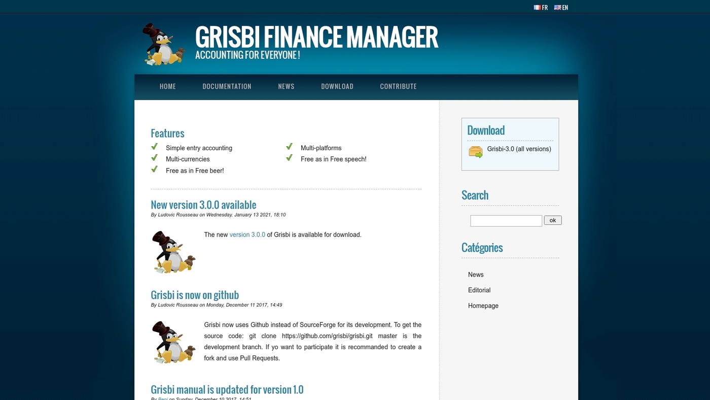 Screenshot of grisbi.org