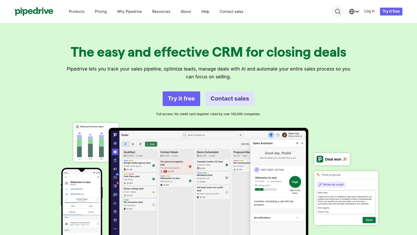 Screenshot of www.pipedrive.com