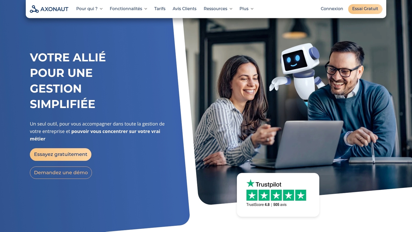 Screenshot of www.axonaut.com
