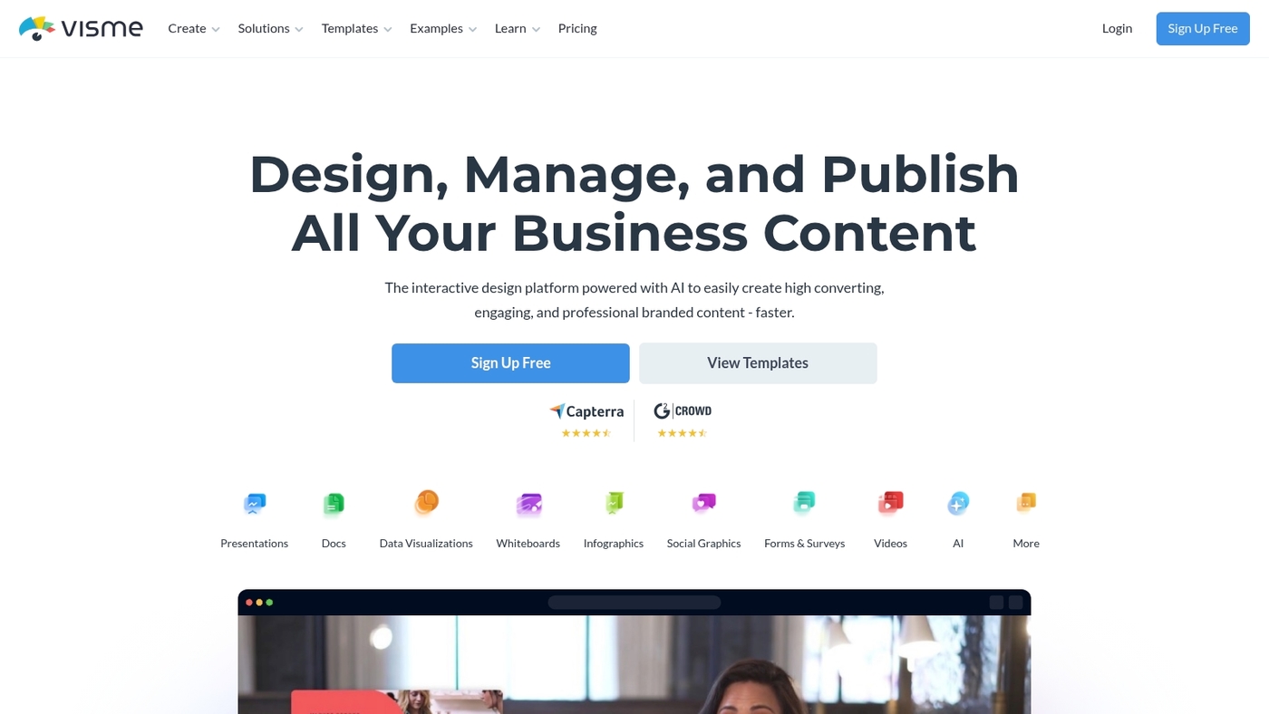 Screenshot of www.visme.co