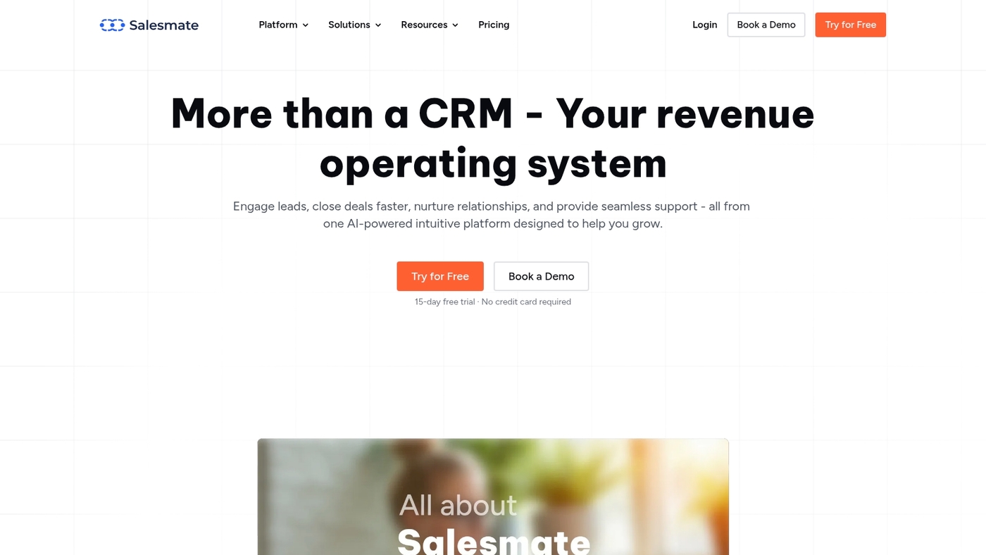 Screenshot of www.salesmate.io
