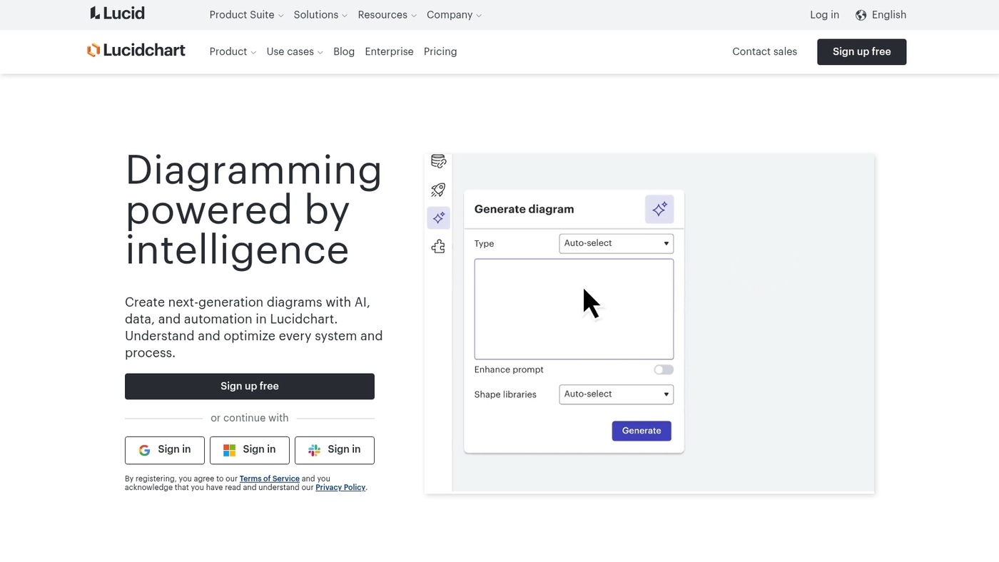 Screenshot of www.lucidchart.com